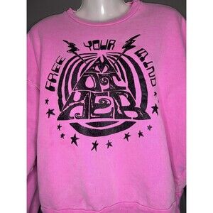 Mother Shirt Womens Small Pink Free Your Mind Psychedelic Fleece Sweatshirt Top